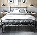 TEMMER Reinforced Metal Bed Frame Queen Size with Headboard and Stable Metal Slats Boxspring Replacement/Footboard Single Platform Mattress Base, Black (Queen, Black).