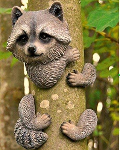 Garden Mile Brown Resin Raccoon Garden Sculpture Statues Home Decor