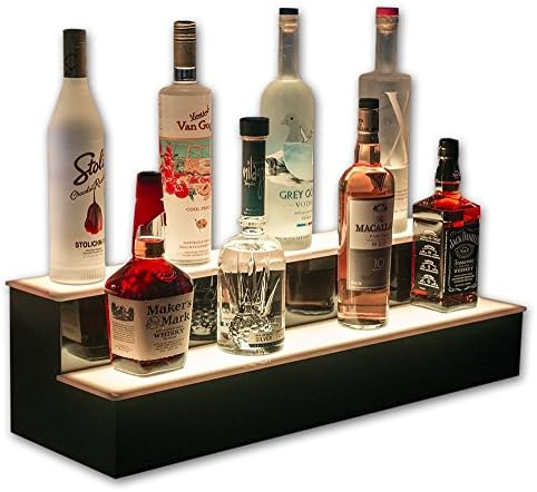 30" 2 Step Led Lighted Bottle Display Shelf with LED Color Changing Lights, LED lighting packed 44 key, IR Remote Control (30" 2)