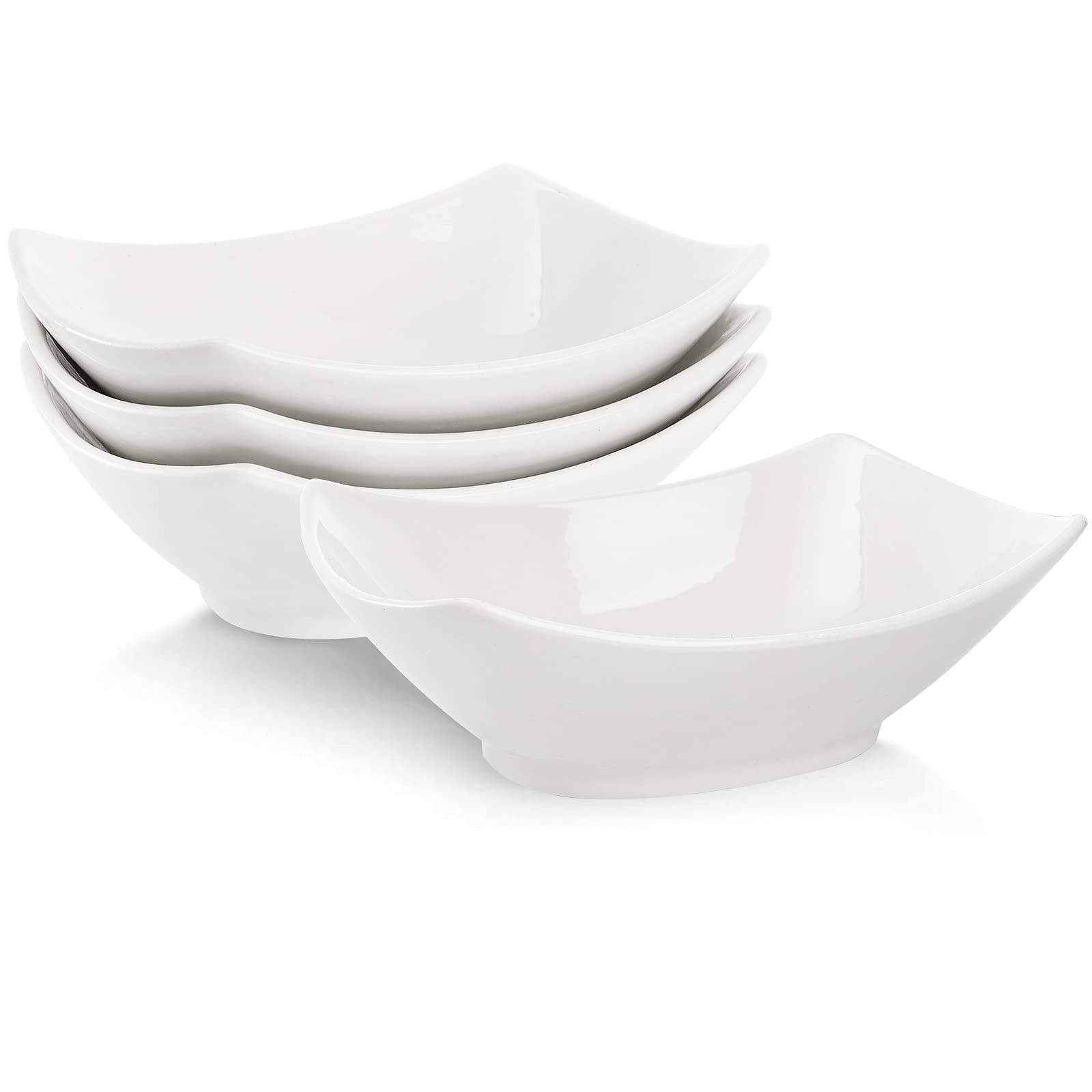 Photo 1 of Cedilis 4 Pack Porcelain Serving Bowls, 27ounce White Rectangular Ceramic Salad Bowls, Side Serving Dishes for Veggie, Potatoes and Fruits