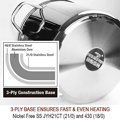 HOMICHEF Commercial Grade LARGE STOCK POT 20 Quart With Lid Nickel
