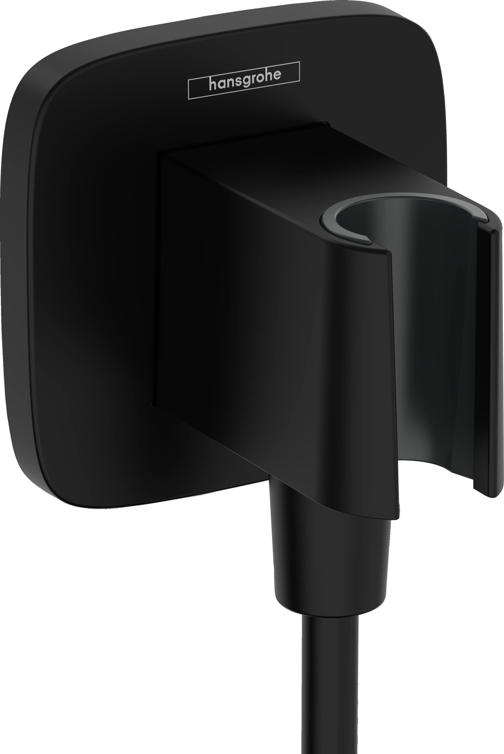 Hansgrohe FixFit Q Wall Outlet with Shower Holder, Matt Black, 26887670