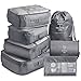Packing Cubes VAGREEZ 7 Pcs Travel Luggage Packing Organizers Set with Toiletry Bag (Gray)