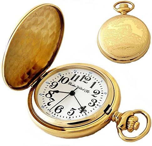 Dueber Watch Co Gold Plated Locomotive Railroad Pocket Watch with Swiss Movement