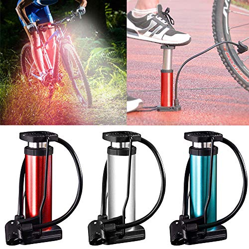 Bike Pump Mini Bike Foot Pump with Ball Inflation Needle and Inflatable Device Valve Bicycle Tire Pump for Road, Mountain and BMX Bikes (Blue)
