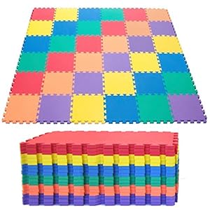 TrendMakers ****SALE***** Outdoor/Indoor Protective Kids Soft Floor Mats Interlocking – Reversible Floor Matting suitable for Gym, Baby Play Area, Exercise, Yoga, Pilates Matz Set (30PC Eva Mat)