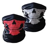 Motorcycle Tube Skull Face Mask-HAMIST(2017 New Design)Multifunctional Scraf Headband Muffler For Outdoor Riding Including 2PCS(White+Red),Absorb moisture,anti-ultraviolet,Heavy-Duty