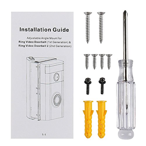 Adjustable (30 to 55 Degree) Angle Mount Compatible Ring Wi-Fi Enable Doorbell/Ring Video Doorbell 2, Replacement Angle Adjustment Mounting Plate Bracket Wedge Corner Kit with Screwdriver and Screws