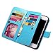 Joopapa iPhone 7 Case, iPhone 7 Wallet case, Pu Leather Magnet Stand Wallet Credit Card Holder Flip Case Cover Built-in 9 Card Slots Case for Apple iPhone 7 (Blue)