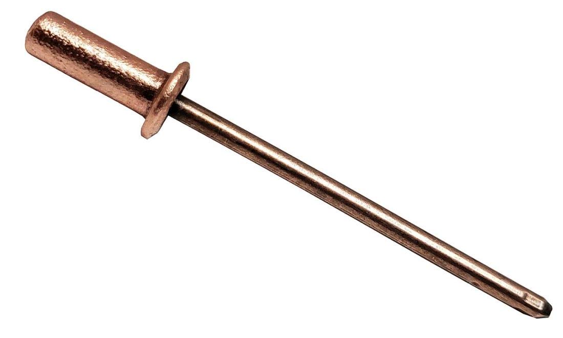 1/8" Dia x 3/16 Copper Closed END Blind Rivet with Steel Mandrel, Dome