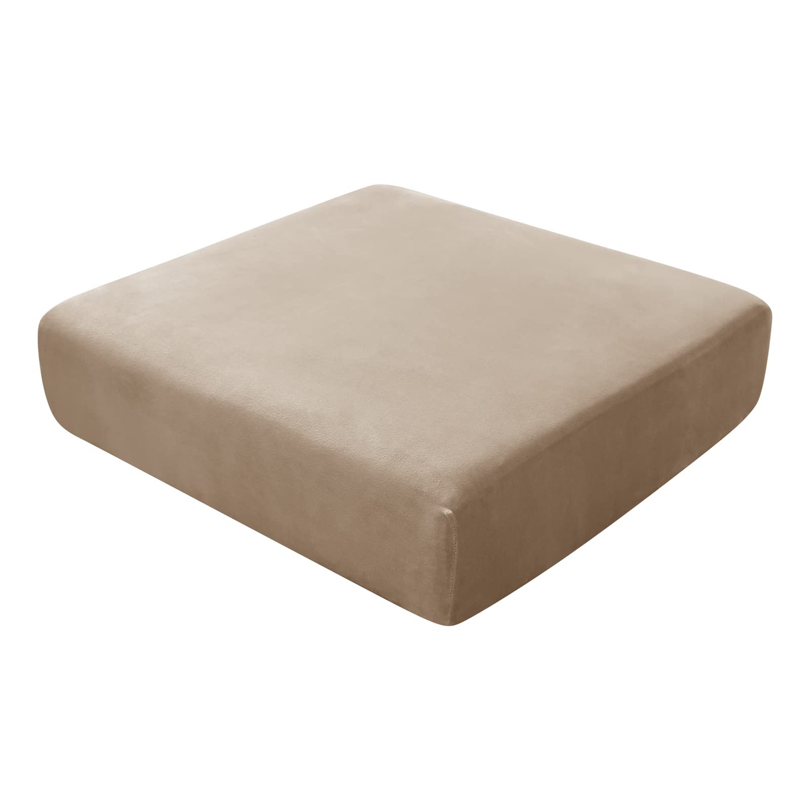 BXFUL Sofa Seat Cushion Covers, Sofa Cushion Slipcovers Stretch Velvet, Couch Cushion Covers Replacement for Individual Cushion with Elastic Fabric (1-Seater,Sand)