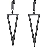 FindChic Stainless Steel Bar Drop Earrings 18K Gold Plated Thin Flat Geometric Round/Stick/Rectangle Pierced Linear Hypoallergenic Dangle Earrings for Women