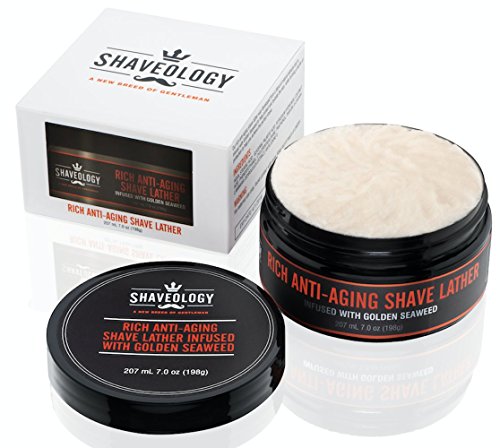 Premium rich anti-aging shave cream lather infused with…