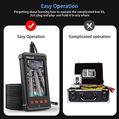 50FT Industrial Endoscope, Oiiwak Inspection Camera for Industrial Pipe Sewer Drain Plumbing Borescope 1080P HD 4.3inch LCD Screen Waterproof IP68 Snake Camera with 6 LED Lights(15m)