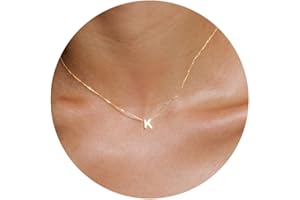 Fwlisesa Initial Necklaces for Women, 14k Gold Plated Dainty Gold Letter Necklace Tiny Initial Pendant Necklace Cute Letter Name Choker Necklaces for Women Simple Gold Jewelry for Women Gifts