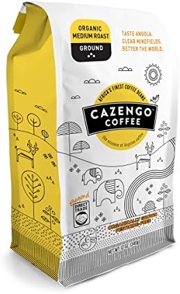 Cazengo Coffee,100% Organic Single Origin Fresh Roasted African Coffee from Angola Africa - Medium Roast - Ground
