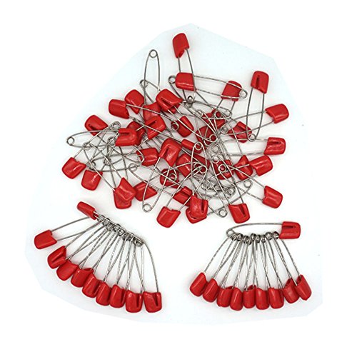 GTONEE Baby Safety Pins Secure Clips for Fastening Baby Clothes Diaper Napkins 50pcs 60PCS 30PCS (Red, 60 pcs)