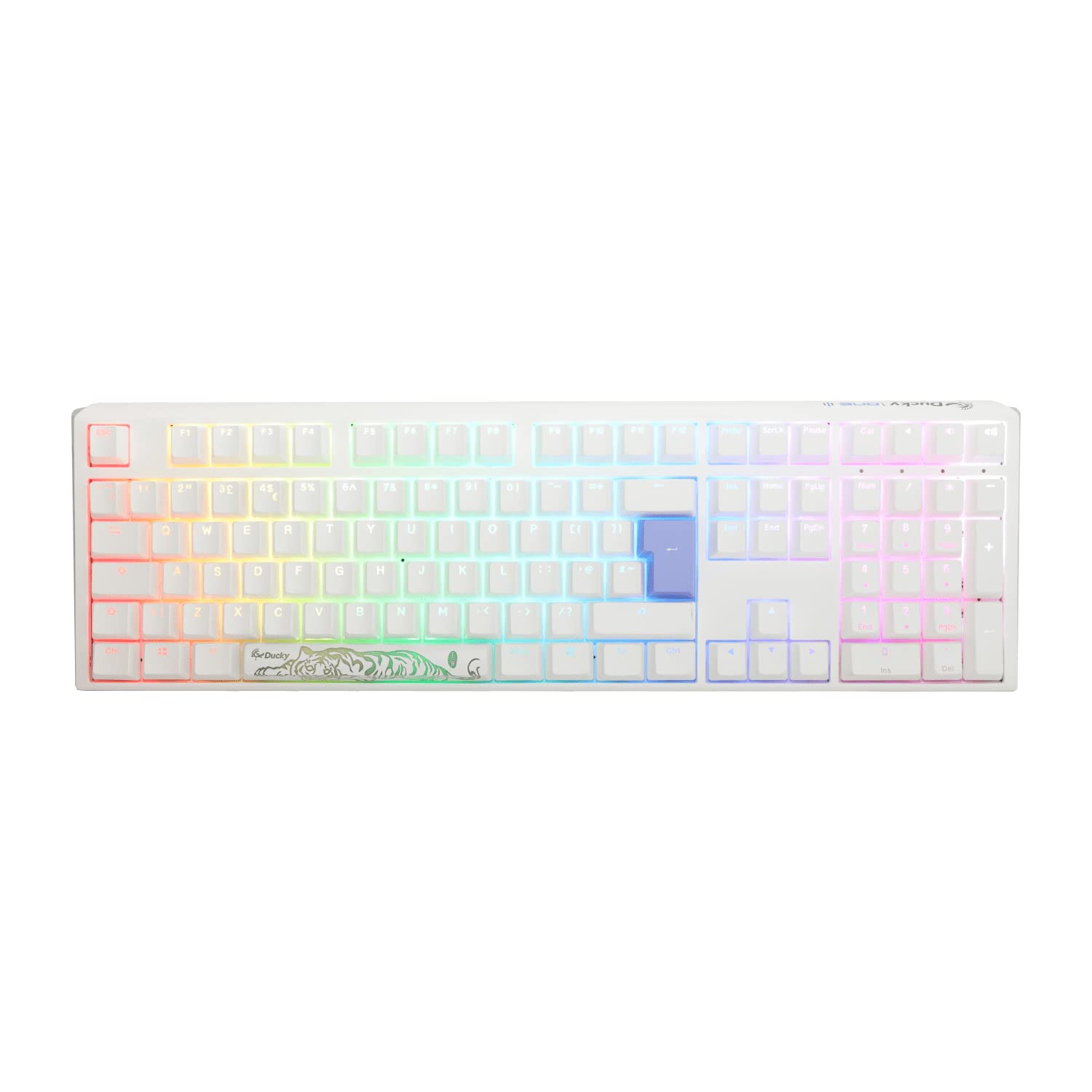 Ducky One3 Pure White Full Size RGB Black Cherry MX Switch Keyboard - UK Layout