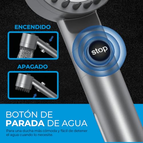 BAMAJO© Shower Head with 15 Stage Filter – Anti-Limescale Shower Filter with 1.5 M Hose – High Pressure Shower Head with 3 + 1 Water Saving Modes – 4 Anti-Limescale Shower Filters – Shower Head