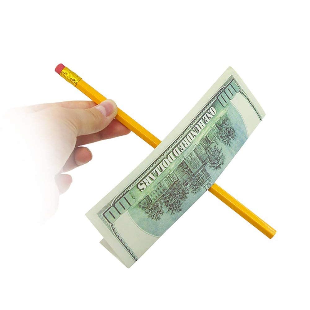 MilesMagic Magician's Misled Pencil Through Dollar Gimmick Close Up Bill Penetration Paper Money Street Stage Mentalism for Real Magic Tricks (Yellow)