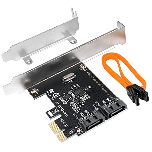 SHINESTAR PCIe SATA 3.0 Card, 2 Port PCI Express to SATA III 6GB/s Expansion Card with Low Profile Bracket and SATA Cable, PCI-E to SATA 3.0 Disk Array Card with Embedded Hardware RAID Controller