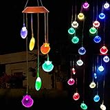 xxschy LED Solar Seashell Wind Chimes Outdoor - Waterproof Solar Powered LED Changing Light Color 6 Shells Mobile Romantic Wind-Bell for Home, Party, Festival Decor, Night Garden Decoration