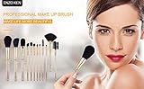 ENZO KEN Shining 12pcs Makeup Brush Set Premium Kabuki Foundation Face Powder Blush Eyeshadow Brushes Makeup Brush Kit with Leather Case