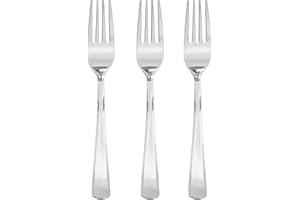 JOY AKKESS 50 Pcs Silver Plastic Forks, Silver Plastic Silverware, Heavy Duty Plastic Cutlery Set Disposable Utensils Sets for Brithday, Wedding, Baby Shower, Bridal Shower