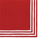 Entertaining with Caspari Stripe Border Paper Cocktail Napkins, Red, Pack of 20