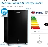 Subcold Eco100 LED Under-Counter Fridge 95L Black Solid Door view 2