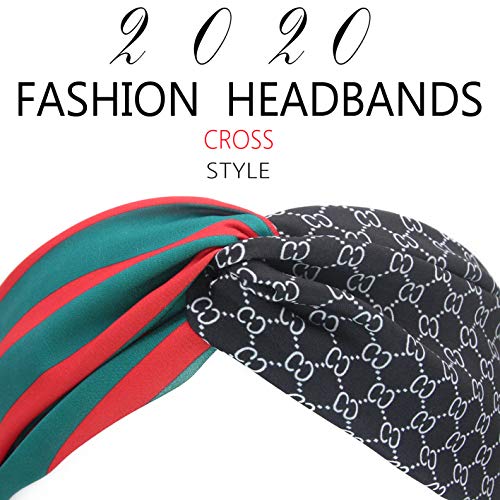 Headbands for Women Boho Style Criss Cross Vintage Elastic Printed Head Wrap Hair Band 3 Pack Set - //medicalbooks.filipinodoctors.org