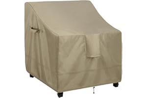 OutdoorLines Outdoor Waterproof Furniture Chair Cover - UV-Resistant Patio Lawn Chair Covers for Outdoor Furniture Windproof Heavy Duty Chair Covering, 1 Pack, 33.5Wx31.5Dx36H Inches, Camel