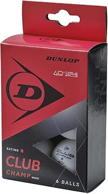 Dunlop Club Champ 6 - Bola de Ténis de Mesa Unissexo para Adultos, Cor Branca, Tamanho Único