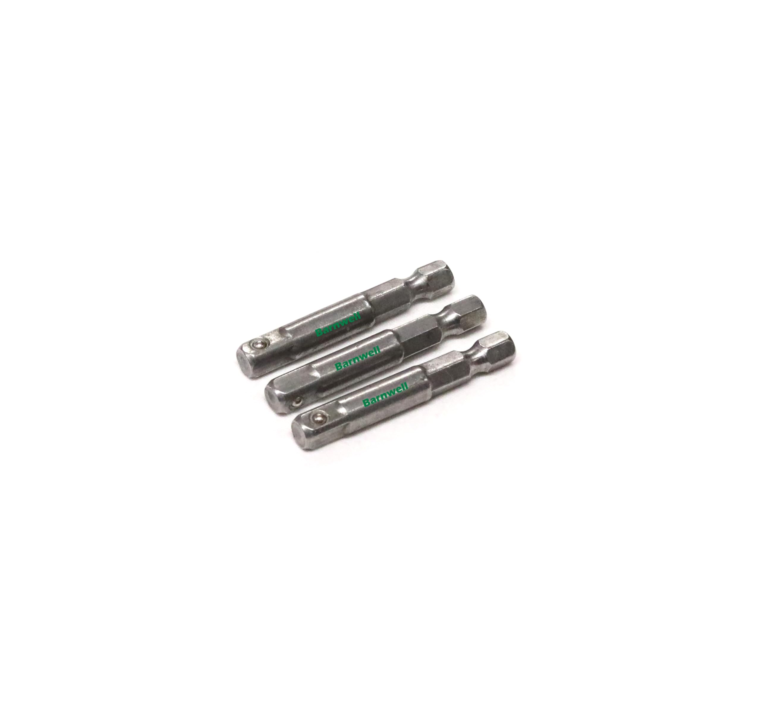 Barnwell Pack of 3 Socket Adaptors 1/4" Square Drive to 1/4" Hex Hexagon Drill Driver