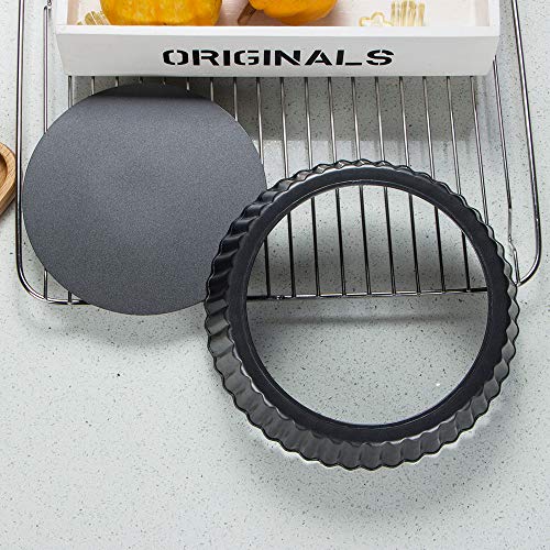 ake 9.5 Inch Tart Pan Heavy Duty Quiche Pan Removable Bottom
