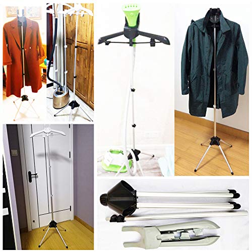 Exttlliy Garment & Drying Rack Garment Hanger/Drying Rack/Handheld Clothes Steamer Holder Ironing Steamer Bracket Telescopic Folding Hanger (Black)