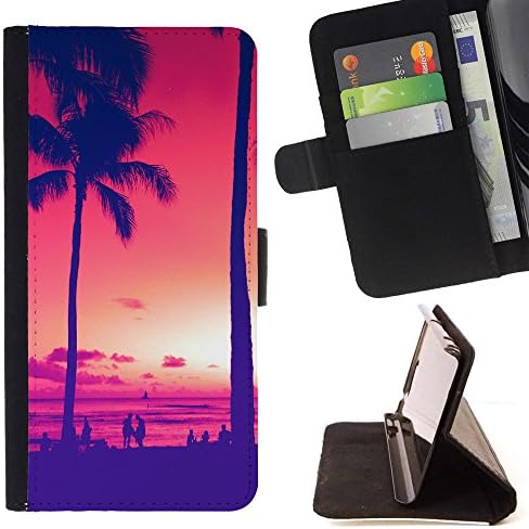 FJCases Summer Palm Trees Sunset Slim Wallet Card Holder Flip Leather Case Cover for Motorola Moto Z Force