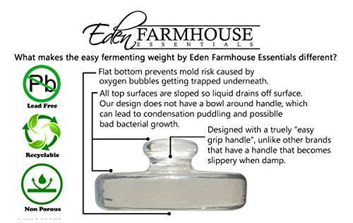 3 Premium Fermenting Weights, Heavy Hand-Crafted Glass Fermentation Weights with Easy Handle for Wide Mouth Mason Jar Fermenting Sauerkraut, Pickles, Kimchi and More Home Fermented Foods - Thumbnail 2