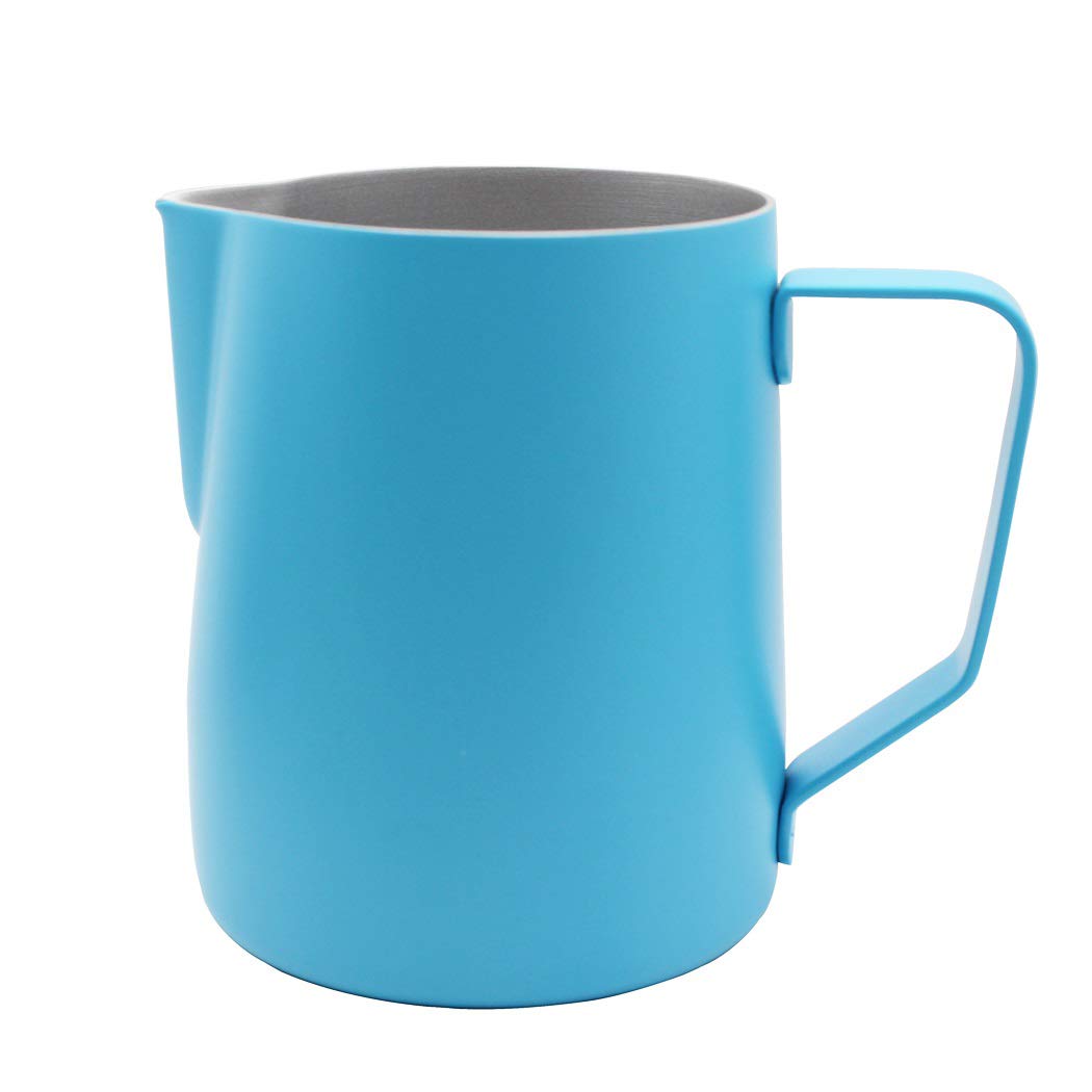 Abcsea 1 Piece Stainless Steel Milk foaming jug, Milk frother jug, Milk Frothing Pitcher jug for Coffee and Latte Art,Blue 600 ml