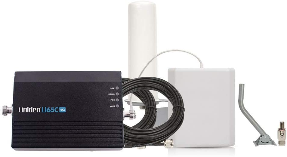 Uniden U65C 4G Home/Office Cellular Signal Booster Kit with Yagi Directional Antenna, Up to 4,000 Sq. Ft. Plus Free Surge Arrestor and Mounting Pole
