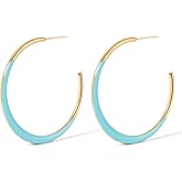 TaYolnFaSo 925 Sterling Silver Huggie Hoop Earring 18k Real Gold Plated Oval Disc Drop Earring Hoop Jewelry Valentine's Day Gift for Women