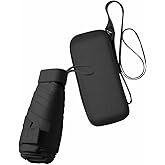 ESUFEIR Mini Travel Sun Umbrella for Purse With Case,Small Compact UV Umbrella Protection Sun,Lightweight Portable Parasol Windproof for Women Men Kids (Black)