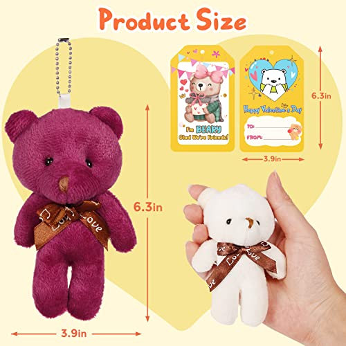 Yuumue Valentines Day Gifts for Kids, 30PCS Valentine Cards with Plush Bear  Toys for Party Favors, Mini Stuffe
