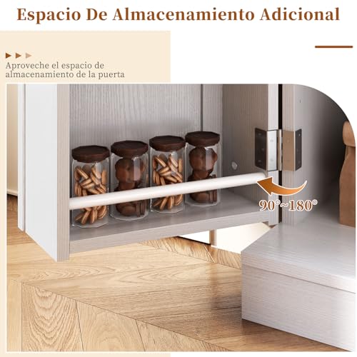 Alacenas para Cocina con Cajones, 4 Puertas y Estantes Regulables | Mueble Cocina 120x90x40CM de madera, base reforzada. Gabinete para Cocina, Bufetera Mueble y Credenza Bufetera. Blanco.