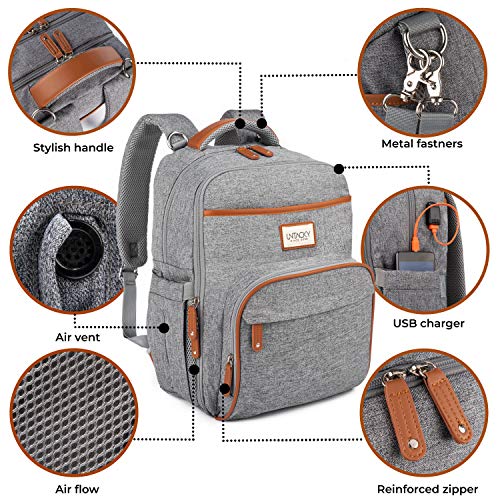 2in1 Diaper Bag Backpack, UNTACKY Fits Laptop, Baby Essentials, Air