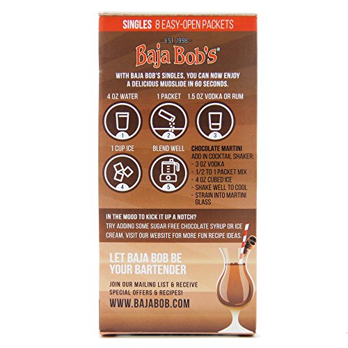 Baja Bob's MUDSLIDE MIX SINGLES (Coffee & Chocolate Frozen Sensation) Sugar Free Cocktail Mix Packets