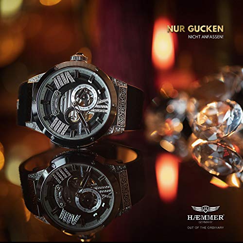 HMMER-Magical-Damen-Armbanduhr-Analog-Automatik-aus-Edelstahl-mit-Kalbslederarmband