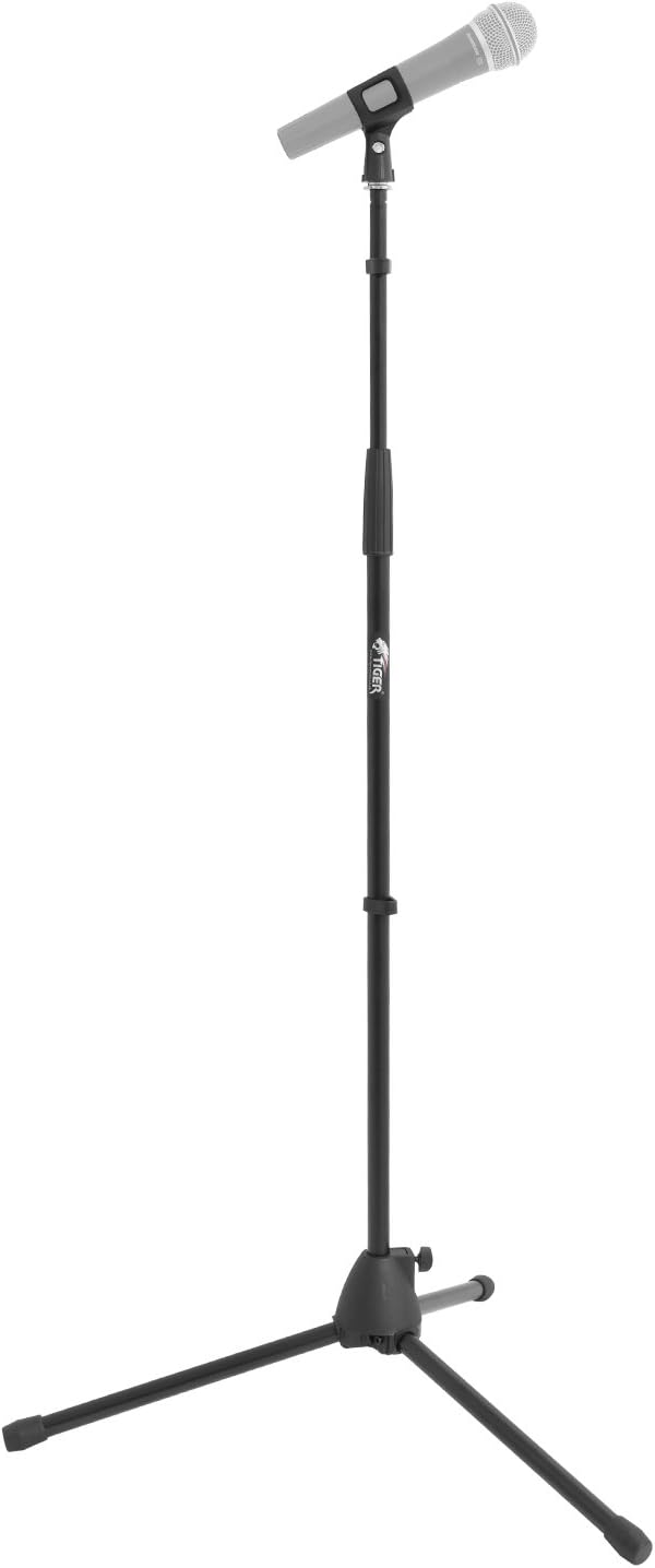 Tiger MCA21BK Straight Microphone Stand with Tripod Base Adjustable