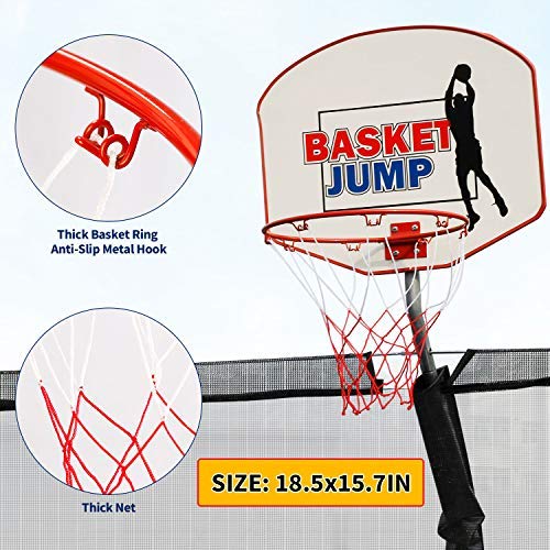 TRIPLE TREE 14 FT Trampoline with Basketball Hoop, Safety Enclosure Net, Waterproof Mat and