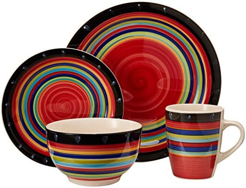 Gibson Residence Casa Stella Dinnerware Set, Crimson, 16-piece